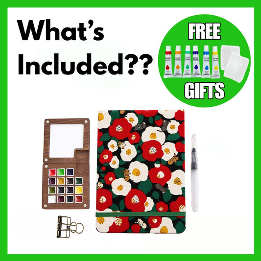 15 Color Portable Watercolor Kit - Brithday Gift, Palette Set with Brush for Sketch Journals, Hobby Art & Gifts for Artists, Him and Her