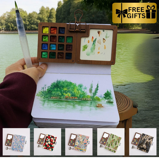 15 Color Acrylic Watercolor paint set, Portable watercolor set, Gift for artist, her, him, Creative gift idea, Art supplies, Birthday gift