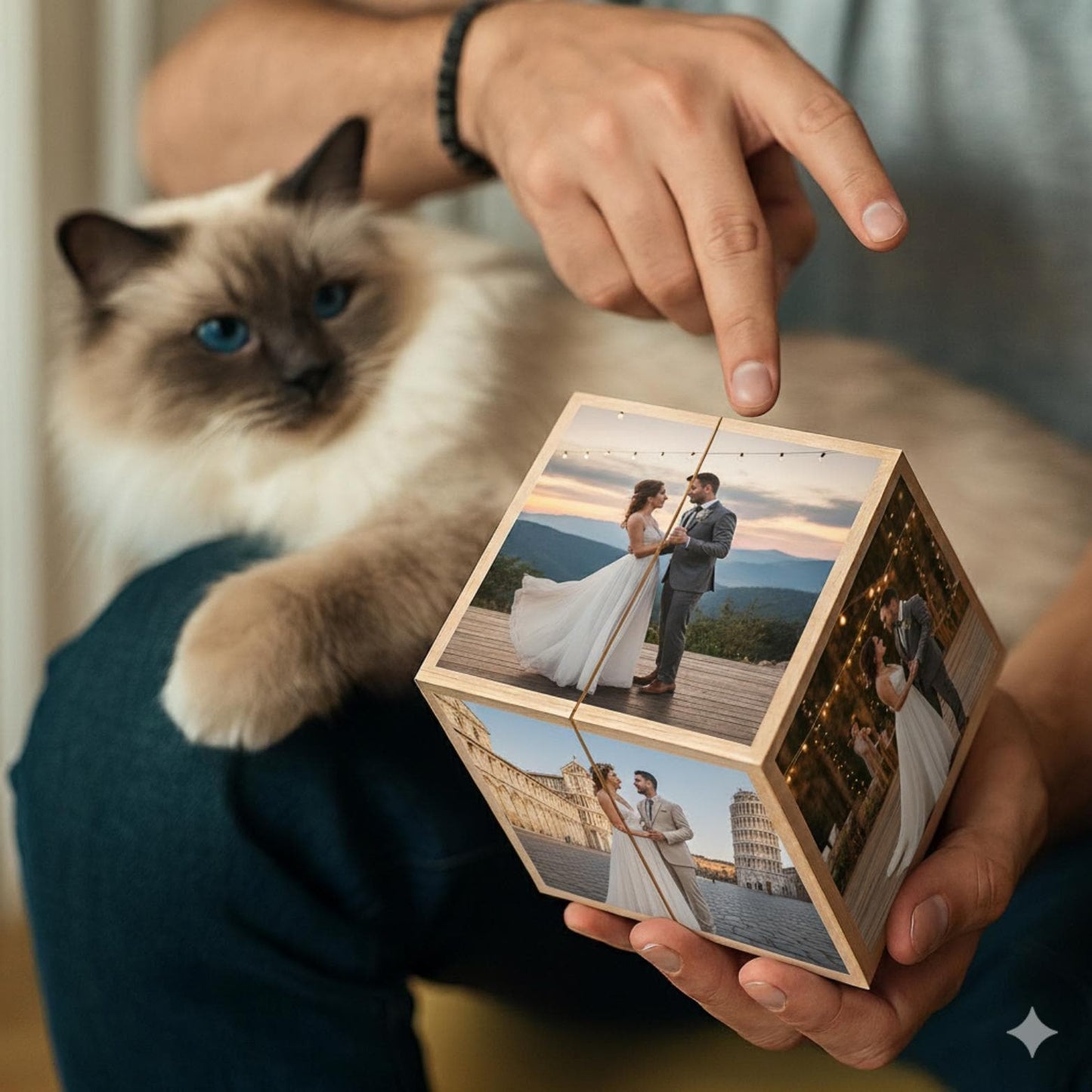 Custom Photo Cube, Personalized Infinity Cube, Unique Wedding Gift, Anniversary Gift, Birthday Gift for Him Her, Custom Picture Keepsake