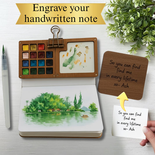 Custom Wooden Watercolor Palette, Personalized Name Mini Paint Box, Travel Watercolour Set for Artists, 8/15 Color Portable Paint Palette