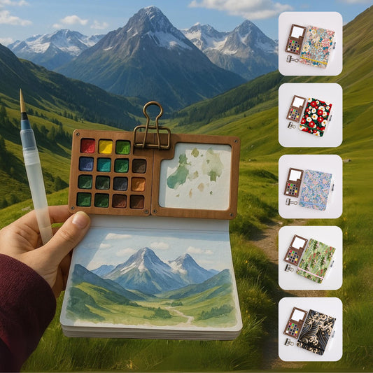 Personalizable Mini Walnut Paint Palette: Portable 15 Watercolor Palette, Artist Paint Set,  Art Supplies