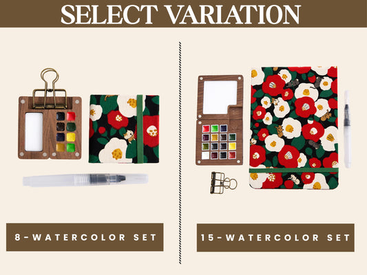 15 Colors Travel Set Portable Baint Box, Watercolor Palette Walnut Box, Artist Paint Set, Perfect for Art Journaling and Painting