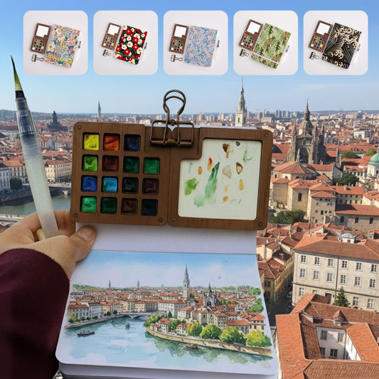 Travel set portable paint box, luxury corporate gifts, Art Supplies, Watercolor Palette, Artist Paint Set, Gift for Painters, Birthday gift