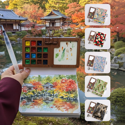 15 colors travel set portable paint box,Watercolor Box,Watercolor Supplies,Painter Gifts,Painting Accessories,Gift him or her, Birthday gift