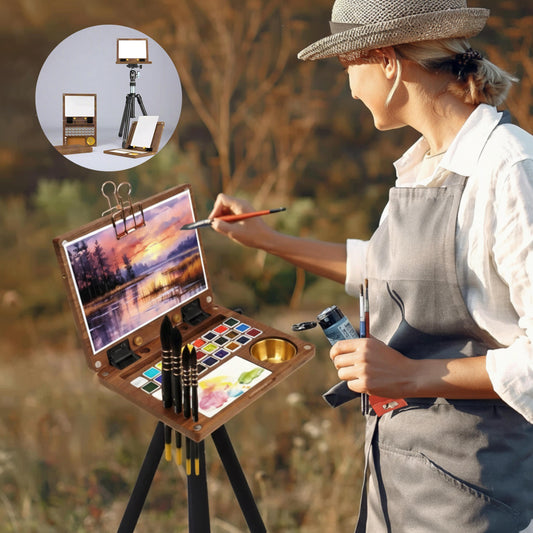 Custom 27 Paint Palettes, Portable Travel Watercolor Palettes Set, Wooden Grid Paint Box for Painters Artists, Birthday Gifts