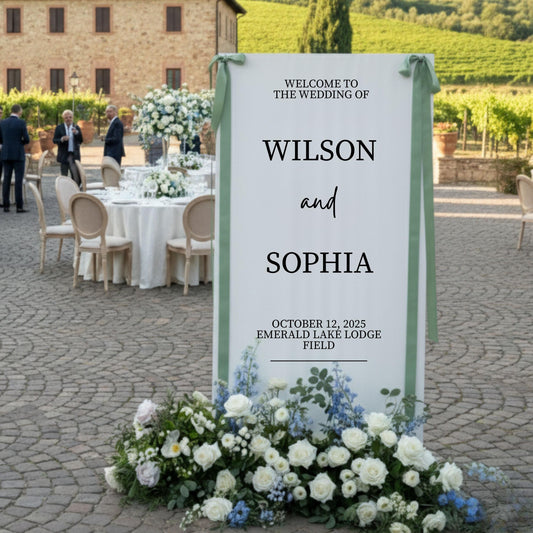 Fabric Wedding Welcome Sign Modern Wedding Welcome Sign Fabric Custom Wedding ceremony Boho Wedding Welcome Sign Wedding Ceremony Sign