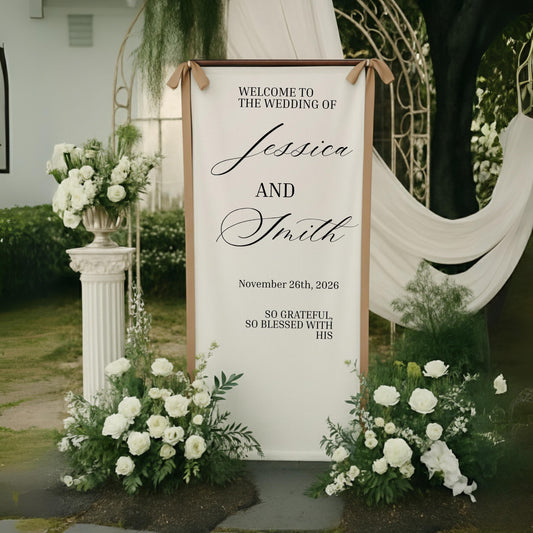 Fabric Wedding Welcome Sign Modern Wedding Welcome Sign Fabric Custom Wedding ceremony Boho Wedding Welcome Sign Wedding Ceremony Sign