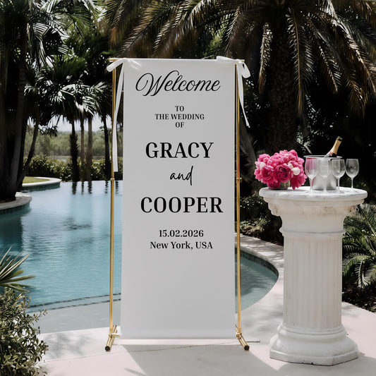 Welcome to Our Wedding Sign, Fabric Wedding Welcome Sign, Wedding Ceremony Sign, Personalised Wedding Decor, Engagement Party Sign