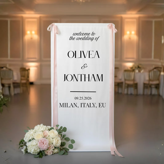Custom Fabric Wedding Welcome Sign: Boho Ceremony Decor