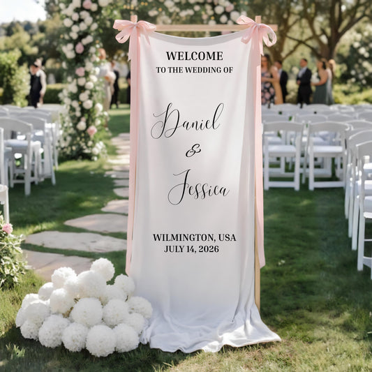 Personalized Wedding Fabric Sign: Custom Ceremony & Reception Decor