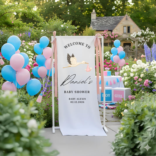 Personalized Fabric Baby Shower Banner, Custom Baby Shower Sign, Welcome Sign for Baby Shower, Custom Baby Shower Decor