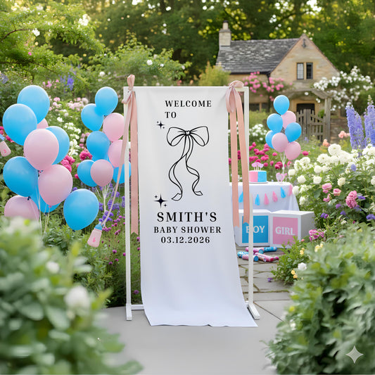Custom Baby Shower Fabric Banner, Personalized Backdrop Tapestry, Baby Shower Decoration, Gender Reveal Sign, Baby Shower Sign