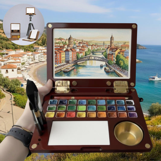 Custom Engraved 27 Watercolor Paint Box,Wood Art Travel Box & Palette,Travel Portable Painting Kit,Birthday Gifts,Gift for Painter