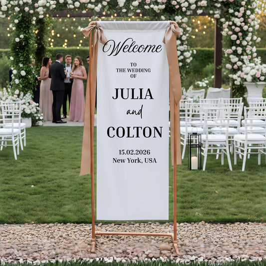 Personalized Linen Wedding Welcome Sign Bridal Shower Welcome Sign, Engagement Party Banner, Baby Shower Sign