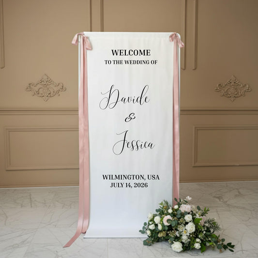 Custom Wedding Banner, Modern Wedding Welcome Sign, Bridal Shower Sign, Fabric Wedding Backdrop, Welcome Sign, Modern Wedding Ceremony Decor
