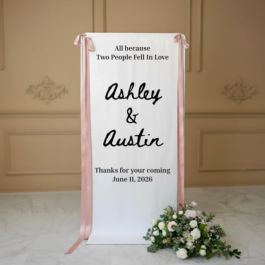 Custom Fabric Wedding Welcome Sign, Personalized Outdoor Wedding Banner, Engagement Party Sign, Wedding Sign, Baby Shower Sign