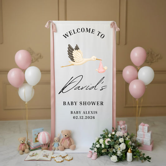 Personalized Fabric Baby Shower Banner, Custom Baby Shower Sign, Welcome Sign for Baby Shower, Custom Baby Shower Decor