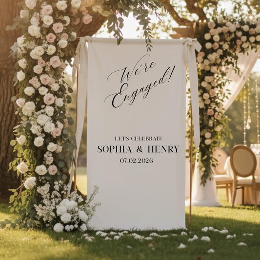 Personalized Linen Wedding Welcome Sign – Custom Fabric Banner for Weddings, Bridal Showers & Special Events