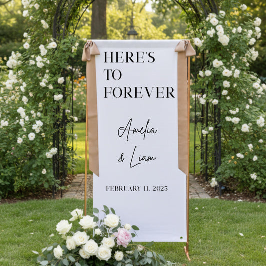 Custom Linen Wedding Sign: Personalized Memorial Banner