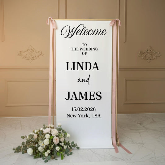 Personalized Linen Wedding Welcome Sign: Rustic Fabric Banner