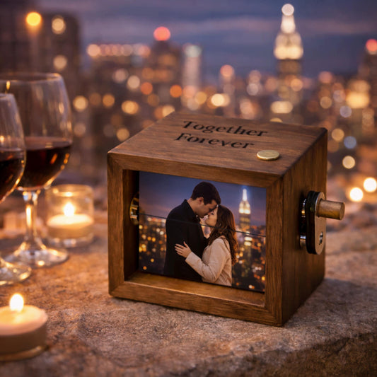 Personalized Photo Flipbook Box with Light, Hand Crank Animation