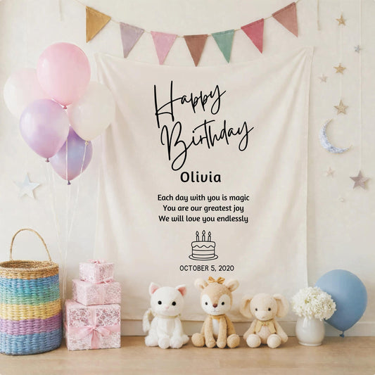 Personalised Birthday Name Flag, Birthday Banner, Custom Birthday Banner, Linen Fabric Sign, Fabric Birthday Sign, Birthday Boho Wall Art