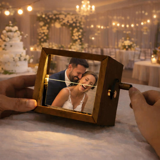 Custom Crank Photo Animation Box, Personalized Wooden Flip Book with Light, Creative Anniversary Gift for Him/Her, Valentine's Day gifts
