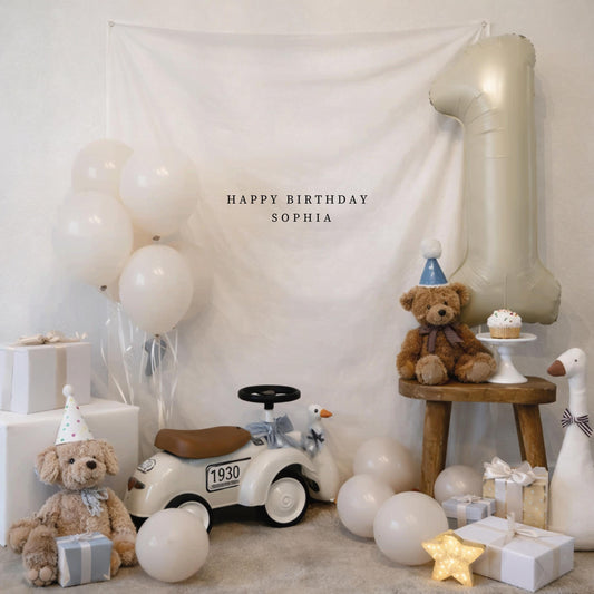 Personalised Birthday Name Flag, Birthday Banner, Custom Birthday Banner, Linen Fabric Birthday Sign