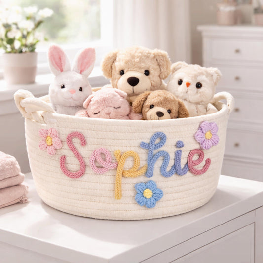 Personalized Handmade Basket, Baby Gift, Baby Shower Gift Rope Basket, Baby Basket, Toy Basket Name Newborn Monogram Baby Name Gift