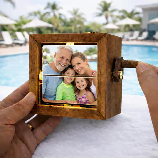 Personalized Photo Flipbook Animation Box, Custom Wooden Photo Book with Light Crank Picture Box Anniversary Birthday Wedding Creative Gifts