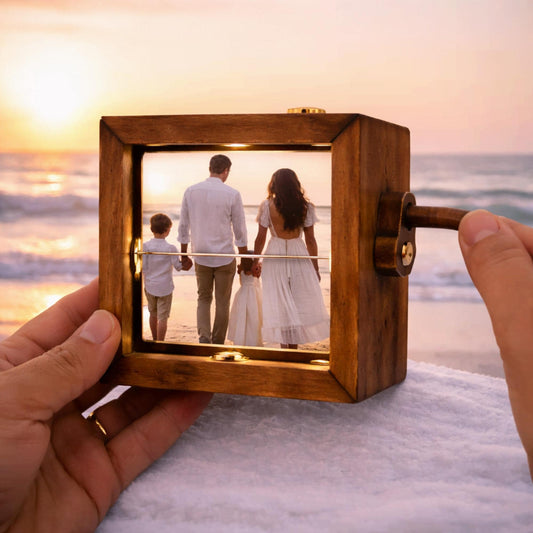 Custom Crank Photo Animation Box, Personalized Wooden Flip Book with Light, Creative Anniversary Gift for Him/Her, Valentine's Day gifts
