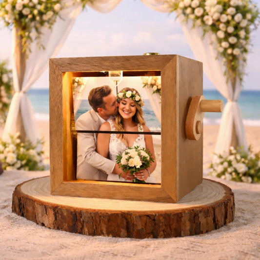 Personalized Photo Flipbook Animation Box, Custom wooden Photo Book with Light, Custom Crank Photobox Picture Box, Anniversary Gifts
