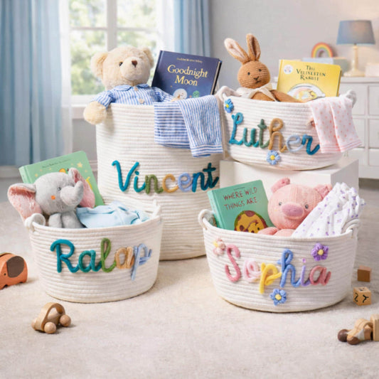 Personalized Baby Shower Gift Basket, Rope Baby Gift Basket, Baby Gift Basket, Toy Basket, Newborn Gift, Baby Name Gift,Easter Basket