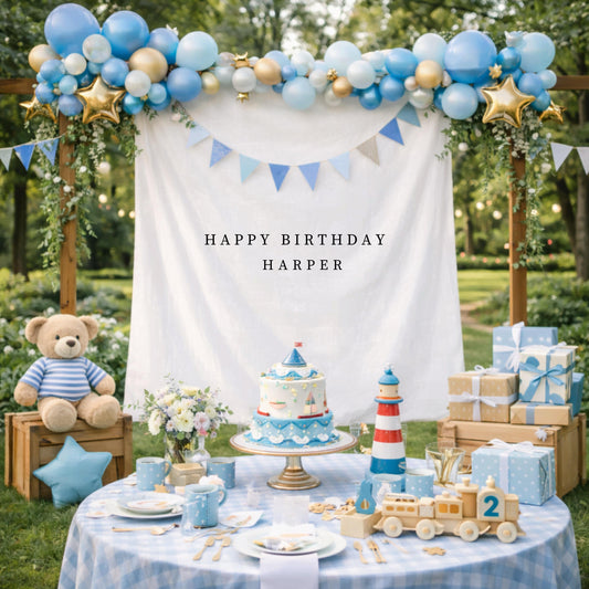 Custom Birthday Fabric Name Banner, Personalized Birthday Sign, Minimalist Party Backdrop, Outdoor Wall Decor, Neutral Birthday Decor