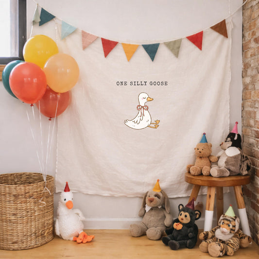 Personalized Linen Birthday Banner: Custom Name Flag, Boho Wall Art