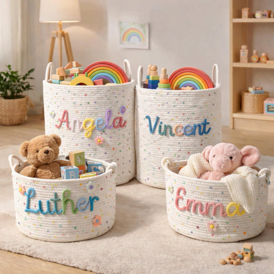Handmade Candy Basket Personalized Name Storage Baby Shower Gift S-2XL Icon Option Easter Gift