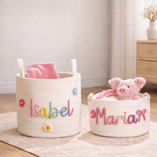 Personalized Monogrammed Woven Basket for Baby Easter Gift · Baby basket, Nursery Storage