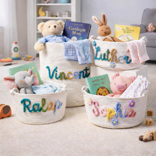 Baby shower gift basket, Personalized baby Gift, Nursery decor Basket, Baby name Gift storage baby girl gift, baby boy gift