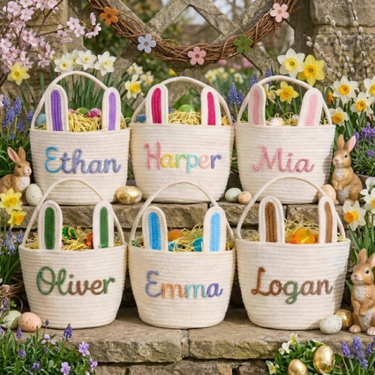 Personalized Easter Basket • Egg Hunt • Toddler Basket • Handmade Bunny Basket