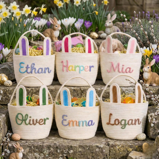 Personalized Handmade Toy Organizer Basket - Cotton Rope/Easter Basket, Baby Shower Gift & Functional Nursery Baby Basket