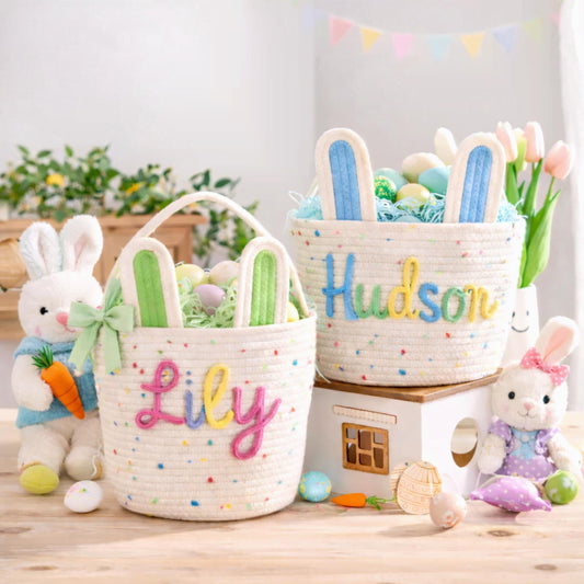 Custom Easter Basket | Storage Basket | Cotton rope weaving | 16 Colors | Option Icons