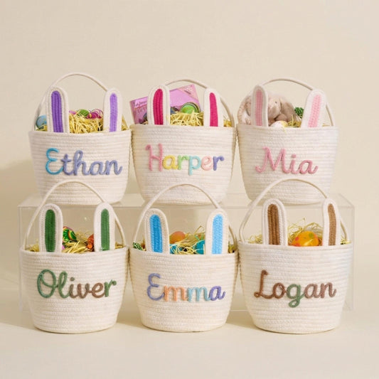 Custom Easter Basket | Storage Basket | Cotton rope weaving | 16 Colors | Option Icons
